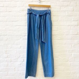 ⭐️ 2 for $25 • Draper James || Chambray Wide Leg Trousers Pants Belted Blue 8